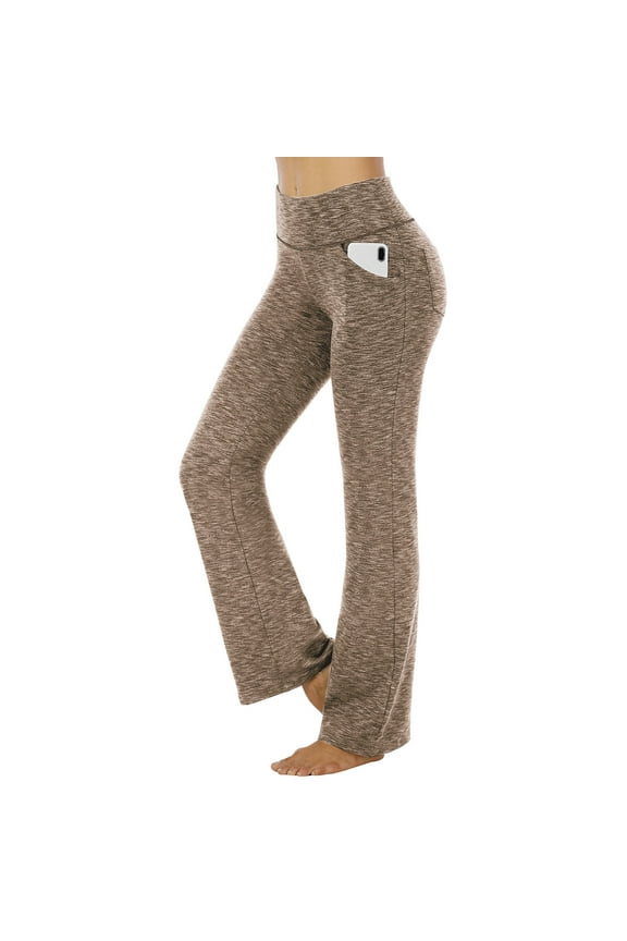 yoga pants women Womens Yoga Pants Pockets High Waist Workout Pants Casual Trousers yogalicious leggings Khaki + XL