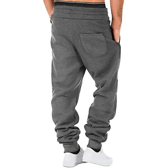 Pxkloy 2024 Men's Cargo Hiking Pants Drawstring Elastic Waist Jogger Sweatpants Loose Outdoor Athletic Pants Lightweight Work Trousers with Pockets Dark Gray,S