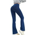 thumbnail image 1 of Pxkloy Bell Bottoms Jeans for Women Flare Butt Lifting Yoga Pants High Waist Plain Stretchy Leggings Crossover Pull On Soft Jeggings Dark Blue,XXL, 1 of 3