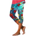 thumbnail image 1 of Pxkloy Capri Pants for Women Leggings Knee Length Tummy Control Cropped Trouser High Waist Floral Print Capris Slim Fit Yoga Stretch Capris Pants 2025 Multicolor,XL, 1 of 5