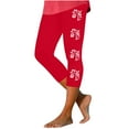 thumbnail image 1 of Pxkloy Capris Leggings for Women High Waist Floral Print Capris Knee Length Tummy Control Cropped Trouser Slim Fit Yoga Stretch Capris Pants 2025 Red,XXL, 1 of 4