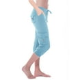 thumbnail image 1 of Pxkloy Cargo Capris Women Stretchy Casual Dressy Summer 2025 Capris Knee Length Drawstring Elastic Capris Workout Yoga Running Capris with Pockets Sky Blue,XS, 1 of 8