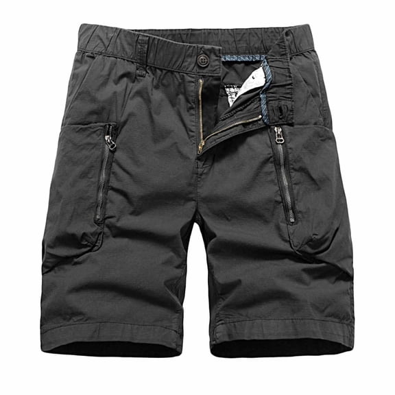 Pxkloy Cargo Shorts for Men with Pockets Outdoor Hiking Fishing Tactical Trousers Quick Dry Plain Big and Tall Shorts with Zipper Casual Trendy Summer 2025 Pants Gray,XXXL