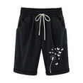 thumbnail image 1 of Pxkloy Dressy Bermuda Shorts Women Knee Length Elastic Waist Shorts Drawstring Dandelion Print Shorts Lounge Pockets Summer 2025 Shorts Black,S, 1 of 3