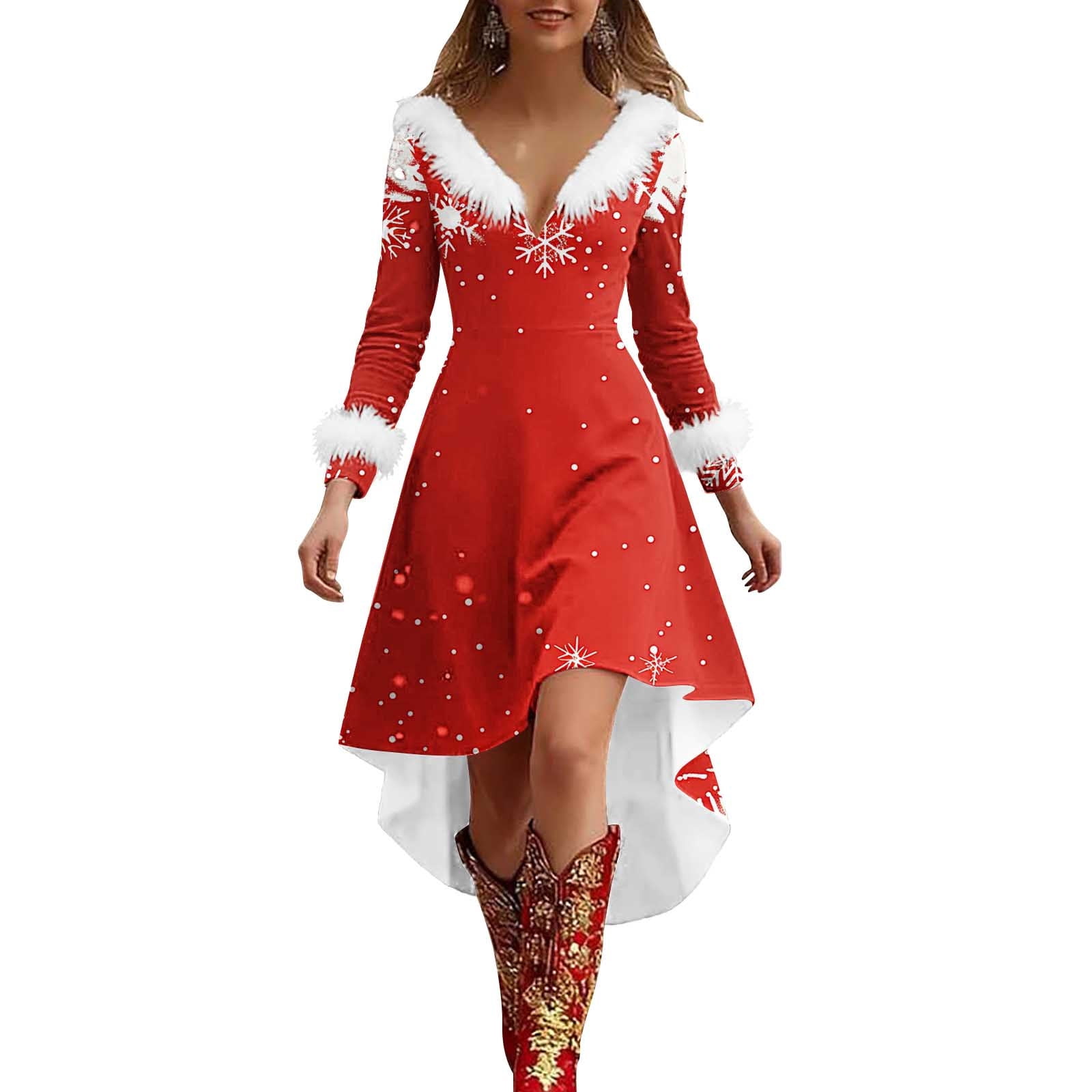 white christmas dresses Baby Girl Cartoon Print Pattern Western Style Loose Christmas Dress –  MyKids-USA® main image 0