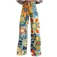 thumbnail image 1 of Pxkloy High Waist Jeans for Women Floral Print Vintage Wide Leg Denim Pants Zipper Button Casual Full Length Trouser Multicolor,XXL, 1 of 6