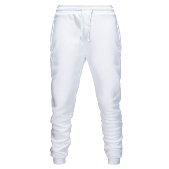 Pxkloy Joggers Pants with Pockets for Men Outdoor Hiking Jogging Cargo Pants Elastic Waist Drawstring Trousers Casual Fashion Slim Pants White,M