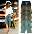 thumbnail image 1 of Pxkloy Knee Length Shorts,Cotton Linen Bermuda Shorts for Women High Waist Solid Color Summer Lounge Shorts with Drawstring Pockets Brown,XXXL, 1 of 4