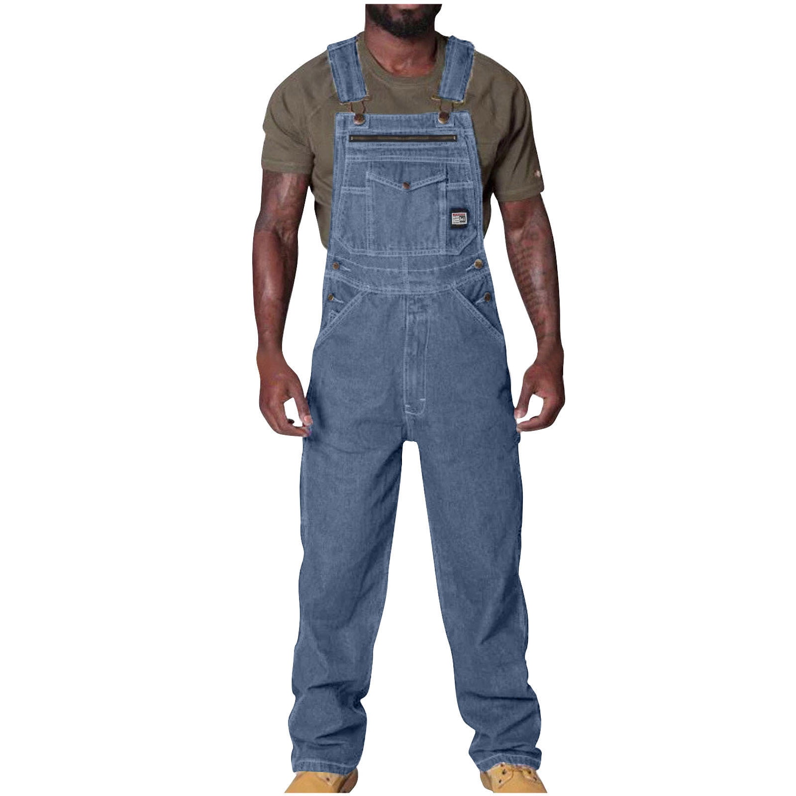 Pxkloy Denim Bib Overalls Men Relaxed Fit Overall Midweight
