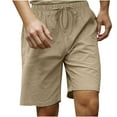 thumbnail image 1 of Pxkloy Mens Linen Cargo Shorts Casual Fashion Beach Shorts Plain Vacation Workout Gym Running Shorts Drawstring Elastic Waist Shorts with Pockets Khaki,XXXXL, 1 of 4