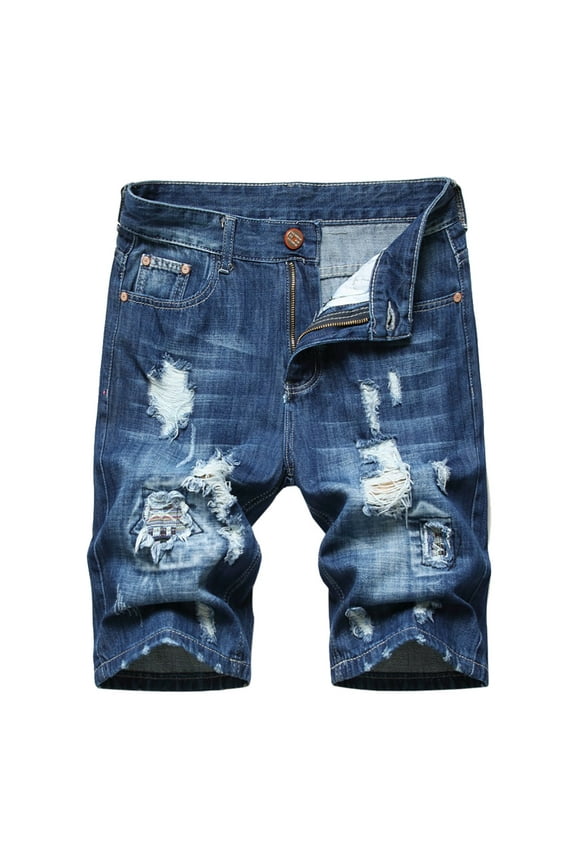 Mens Shorts Mens Denim Shorts 2024,Baggy Jean Shorts for Men Distressed Classic Straight Short Jeans Stretch Summer Fashion Ripped Denim Jean Shorts Blue