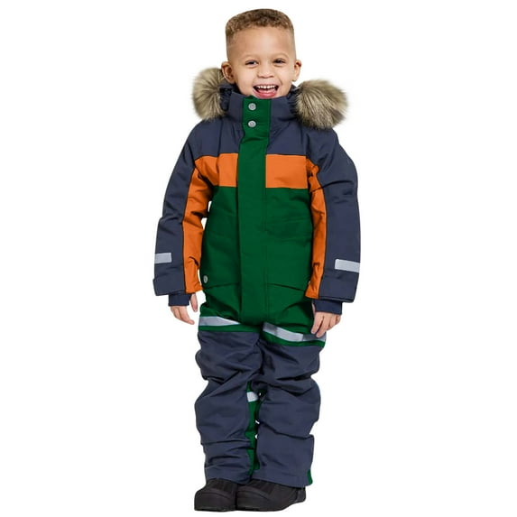Pxkloy One Piece Snow Suit for Kids Winter Warm Waterproof Windproof Snowsuits Outdoor Ski Snowboard Hooded Onesies Soft Fashion 2025 Overalls Army Green,3-4Year