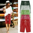 thumbnail image 1 of Pxkloy Plus Size Shorts Women,Women's Drawstring Bermuda Shorts Long Comfy Casual Knee Length Walking Summer Shorts for Women with Pockets Red,L, 1 of 4