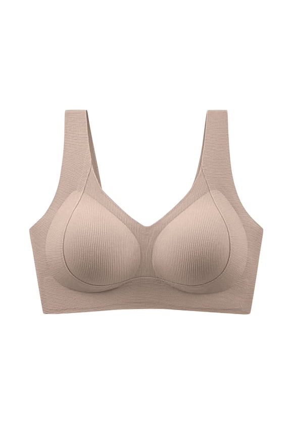 Plus Size Womens T Shirt Bra Wireless Seamless Lifting Support for Sag Prevention Side Boob Reduction Bras Brown,XXXXXL