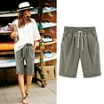 thumbnail image 1 of Pxkloy Shorts for Women Knee Length,Ladies Bermuda Shorts Clearance Sale Cotton Shorts for Women Plus Size Loose Fit Bermuda Shorts Lounge Shorts with Pockets Gray,XXXL, 1 of 3