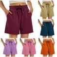 thumbnail image 1 of Pxkloy Shorts for Women High Waisted Lightweight Casual Shorts 2025 Summer Drawstring Workout Short Beach Vacation Outfits Khaki,XXL, 1 of 7