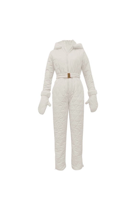Snow Suits for Women Warm One Pieces Ski Suits Waterproof Warm Insulated Ski Jumpsuit Hood Snowsuit for Snow Sport Plus Size 2025 White,XXXL