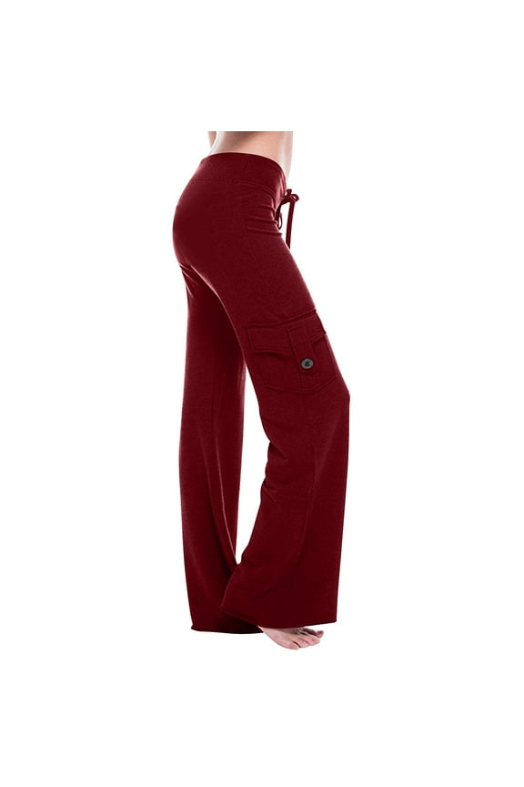 Spring Saving Wide Leg Yoga Pants for Women Womens High Waisted Bootcut Yoga Pants Wide Leg Pants Plus Size Cargo Pants with Pockets Gym Athletic Workout Pants 2024 Red XL