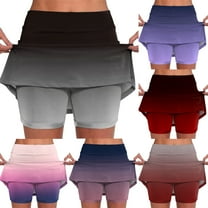 Pxkloy Tennis Skorts Skirts for Women Trendy High Waisted A-Line Athletic Shorts Plus Size Summer Workout Running Shorts Brown,XXL