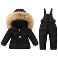 thumbnail image 1 of Pxkloy Winter Jumpsuit for Toddler 2 Piece Snowsuit Set Girl Winter Hooded Puffer Jacket and Snow Bib Pants Boy Ski Suits 2025 Fashion Outfits Black,2-3Years, 1 of 4
