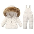 thumbnail image 1 of Pxkloy Winter Jumpsuit for Toddler Kids 2 Piece Snowsuit Set Girl Winter Hooded Puffer Jacket and Snow Bib Pants Boy Ski Suits Fashion Outfits White,2-3Years, 1 of 4