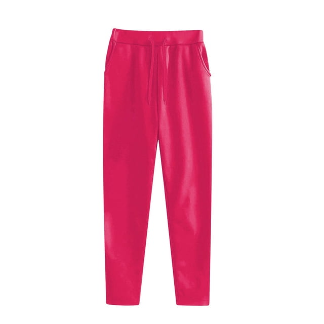 Pxkloy Women Jogger Sweatpants Fitness Gym Jogging Pants Drawstring Straight Leg Comfy Trousers Lounge Solid 3 Pockets Pants 2025 Hot Pink,XL