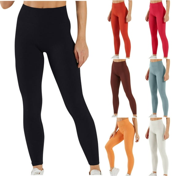 Pxkloy Women Solid Color Workout Leggings 25 Inches High Waisted Tummy Control Athletic Gym Running Cycling Yoga Pants Deal Of The Day Clearance Light Blue,L