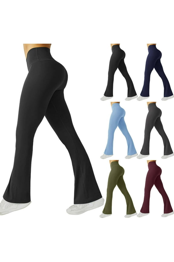 Women Workout Flare Leggings High Waist Scrunch Butt Lifting Leggings Buttery Soft Stretch Gym Yoga Bootcut Leggings Clearance Navy,XL