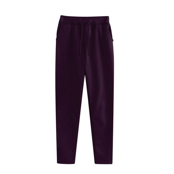 Pxkloy Women's Athletic Sweatpants Casual Loose Athletic Trousers Drawstring Straight Leg Pants Solid Color 3 Pockets Sweatpants Purple,S