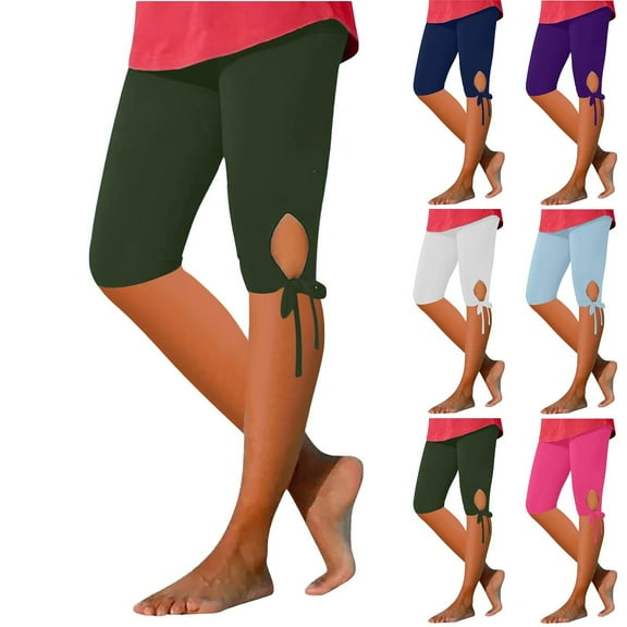 Pxkloy Women's Bermuda Shorts Summer Casual Slim Fit Cutout Basic Stretch Long Short High Waisted Beach Knee Length Leggings Dark Blue,S