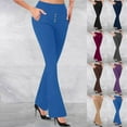 thumbnail image 1 of Pxkloy Women's Bootcut Stretch Dress Pants Wide Leg Yoga Pants Woman High Waisted Stretchy Dressy Work Pants with Pockets Blue,S, 1 of 7