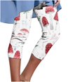 thumbnail image 1 of Pxkloy Women's Capris Leggings Knee Length Tummy Control Cropped Trouser High Waist Floral Print Capris Slim Fit Yoga Stretch Capris Pants 2025 Red,S, 1 of 5