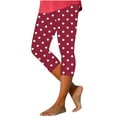 thumbnail image 1 of Pxkloy Women's Graphic Leggings Capri,Capri Pants for Women High Waisted Yoga Leggings Casual Polka Dots Print Summer Pants Exercise Workout Stretchy Bottoms Red, 1 of 6