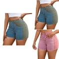 thumbnail image 1 of Pxkloy Women's High Waisted Casual Denim Shorts Stretchy Patchwork Jean Shorts Teen Girls Slim Fit Short Jeans with Pockets Pink,XL, 1 of 7