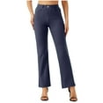 thumbnail image 1 of Pxkloy Women's Yoga Dress Pants Straight Leg High Waist Slacks Stretchy Lounge Pants Business Office Work Slacks with Pockets Navy,M, 1 of 8