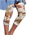 thumbnail image 1 of Pxkloy Womens Athletic Capri Leggings 2025 Summer Slim Fit Yoga Capris Pants Floral Print High Waist Cropped Trouser Tummy Control Knee Length Capris Navy,S, 1 of 5