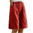 thumbnail image 1 of Pxkloy Womens Casual Linen Shorts Bermuda Loose Knee Length Short Wide Leg Elastic Waist Workout Shorts 2026 Red,M, 1 of 6