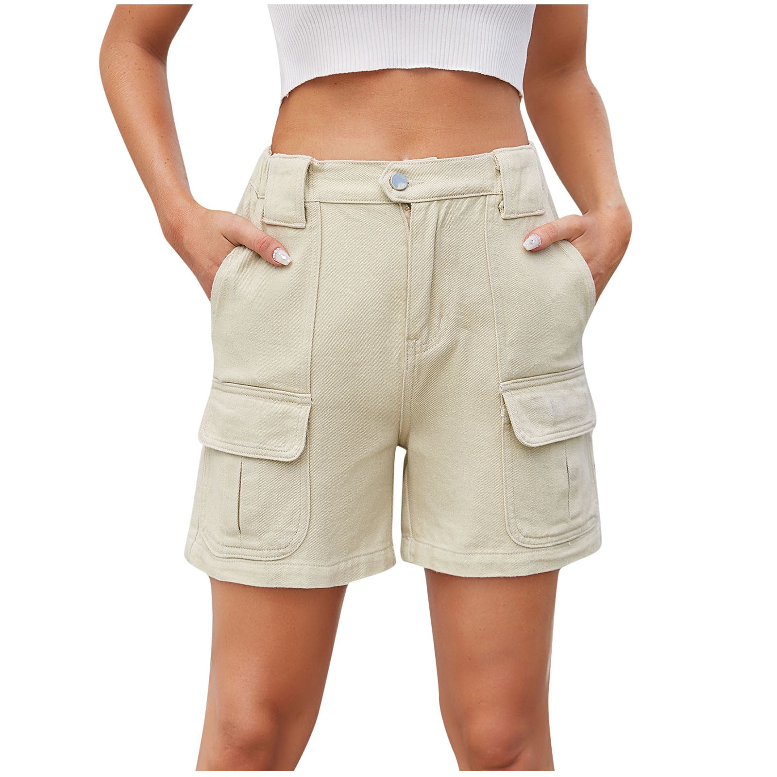 Color cargo jean shorts
 for women