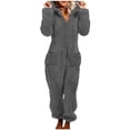 thumbnail image 1 of Pxkloy Womens Fleece Onesie Pajamas Hooded Zip Front Lounge Jumpsuit Warm Plush Sleepwear for Cozy Nights Gray,S, 1 of 8