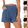 thumbnail image 1 of Pxkloy Womens High Waisted Shorts Summer Trendy Corduroy Lounge Short Casual Loose Fit Going Out Shorts with Pockets White,XL, 1 of 7