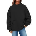 thumbnail image 1 of Pxkloy Womens Oversized Pullover Sweatshirt Preppy Mock Turtleneck Tops Casual Loose Winter Cozy Shirts 2025 Fall Fashion Outfits Black,L, 1 of 7