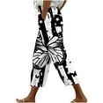 thumbnail image 1 of Pxkloy Womens Patriotic Pants,Lightweight Women Capris American Flag Print Casual 4th of July Linen Dressy Capri Pants for Women Loose Fit 2024 Multicolor, 1 of 5