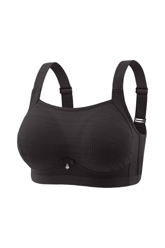 Womens Plus Size Support Bra Wirefree Full Coverage Lifting Thin Bra Shaping To Prevent Sagging Control Side Boob Black,L