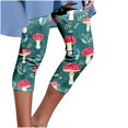 thumbnail image 1 of Pxkloy Womens Yoga Leggings Capri High Waist Floral Print Capris Knee Length Tummy Control Cropped Trouser Slim Fit Stretch Capris Pants 2025 Wine,S, 1 of 5