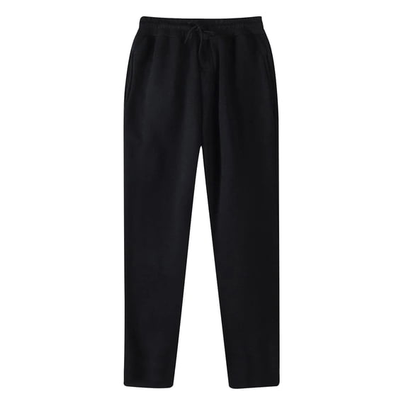 Pxkloy Workout Sweatpants for Men Straight Leg Drawstring Elastic Waist Pants Open Bottom Solid Color Pants Athletic Gym Baggy Sweatpants Black,S