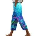 thumbnail image 1 of Pxkloy Yoga Capri Pants Women Floral,Lightweight Women Cotton Crop Capris Floral Print High Rise Casual Solid Linen Dressy Capri Pants for Women Loose Fit Multicolor, 1 of 5