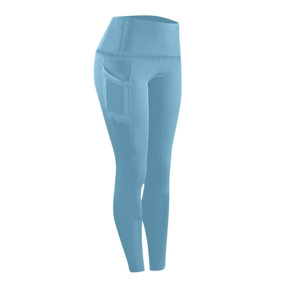 Pxkloy Yoga Pants with Pockets for Women High Waist Tummy Control Pants Butt Lifting Buttery Soft Leggings Fitness Lounge Pants Sky Blue,XL