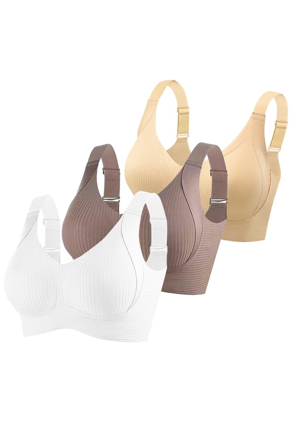 3 Pack Bras for Women Plus Size No Underwire Everyday Bra Comfortable Push Up Bralettes for Big Breast M