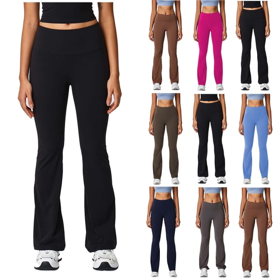 Pxxlle Bootcut Leggings for Women High Waisted Flare Legging Solid Color High Waisted Tummy Control Yoga Pants Blue S