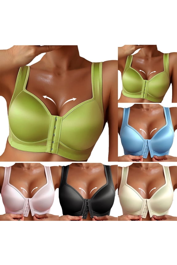 Bras for Women Front Closure Supportive Everyday Bra Comfortable Full Coverage Bralettes with Adjustable Straps XXL Blue